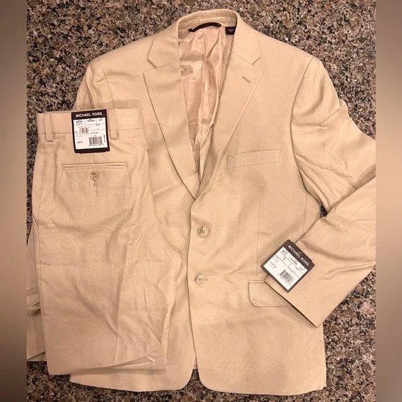 Michael Kors Boys Tan Linen Suit NWT